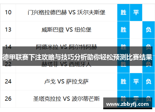 德甲联赛下注攻略与技巧分析助你轻松预测比赛结果 德甲联赛下注攻略与技巧分析助你轻松预测比赛结果
